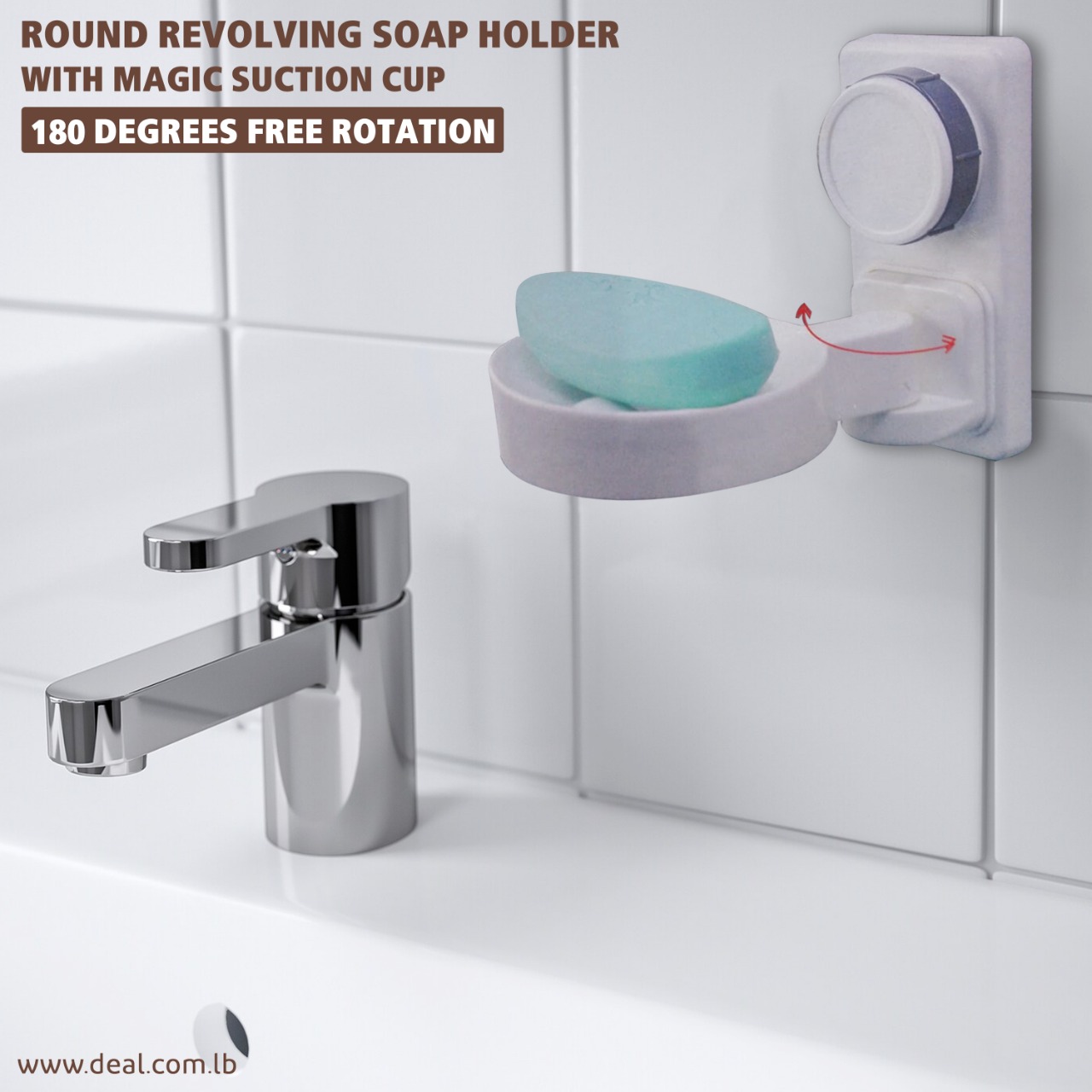 Round Revolving Soap Holder With Magic Suction Cup | 180 Degrees Free Rotation